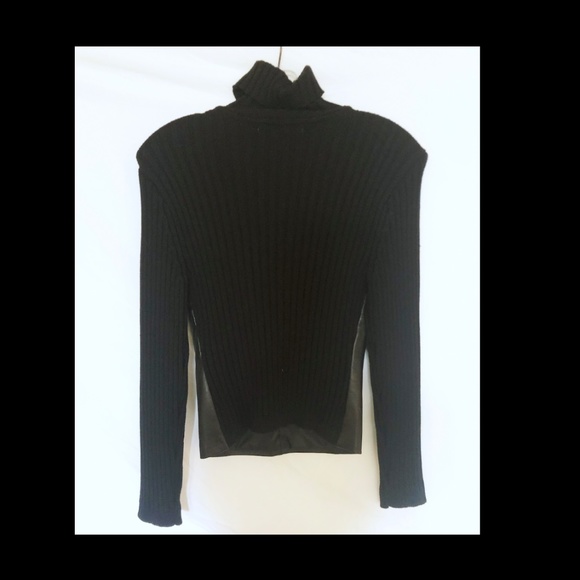 Lucidity Black Leather Turtleneck Sweater - Picture 2 of 3